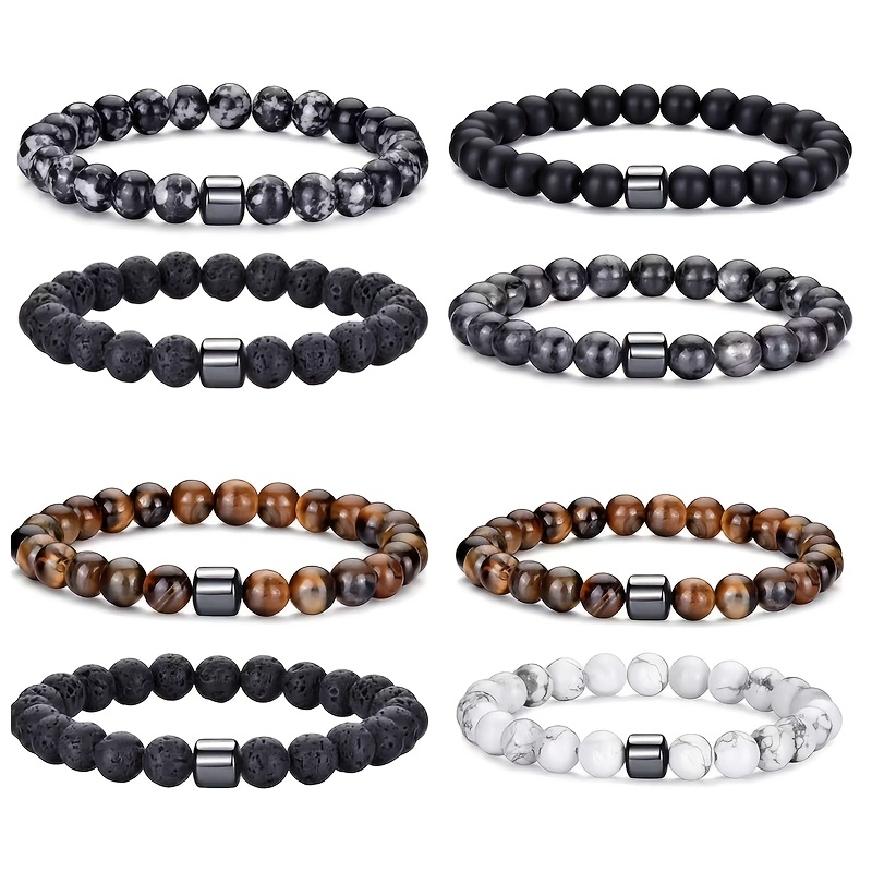 Set of Two Beaded Bracelets with Black Onyx & Tiger's Eye